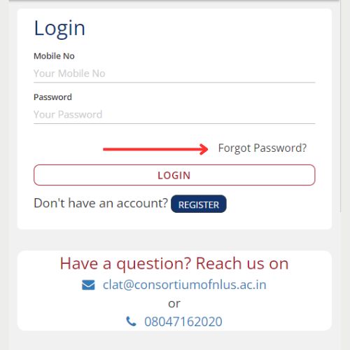 CLAT Portal Forgot Password